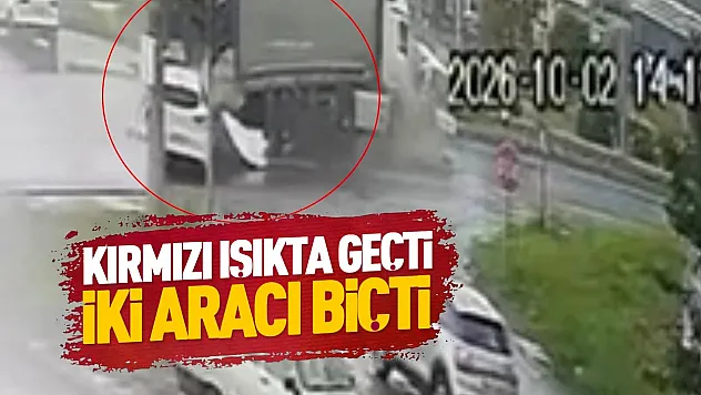 Samsun'da tırın iki aracı biçtiği kaza güvenlik kamerasında