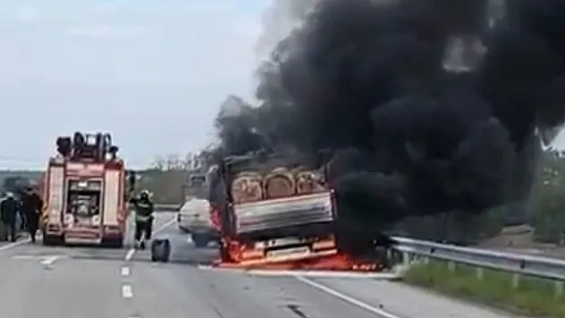 Samsun'da tomruk yüklü kamyonda korkutan yangın