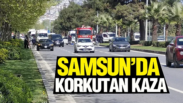 Samsun İlkadım'da refüje çarpan araç ortalığı karıştırdı