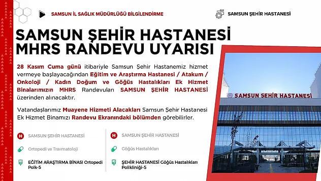Samsun Şehir Hastanesi İçin MHRS Düzenlemesi Yapıldı