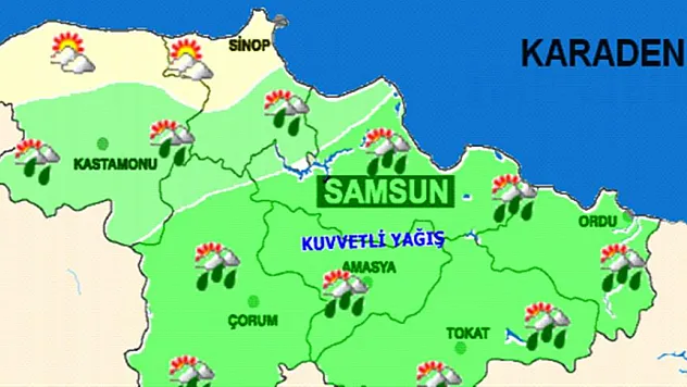 Samsun son 24 saatte rekor yağış alan iller arasında