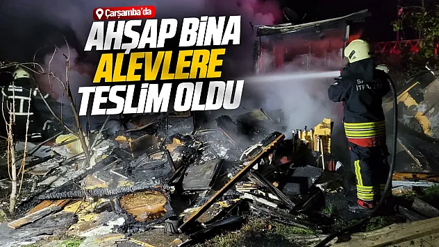 Samsun'un Çarşamba ilçesinde iki katlı ahşap ev çıkan yangında küle döndü