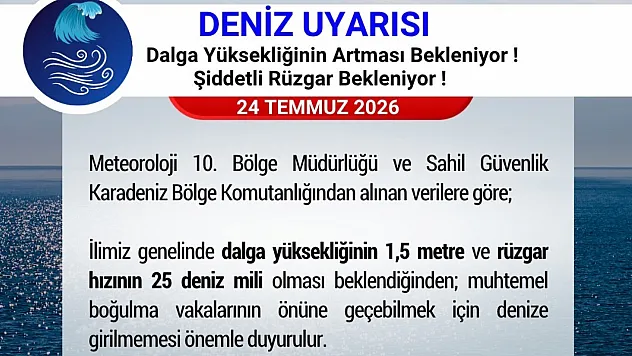 Samsun Valiliği'nden denize girmeyin uyarısı