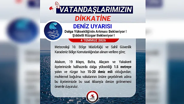Samsun Valiliği'nden Kritik Uyarı: 5 İlçede Denize Girmeyin