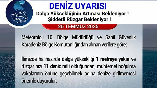 Samsun Valiliğinden uyarı: Denize girmeyin!