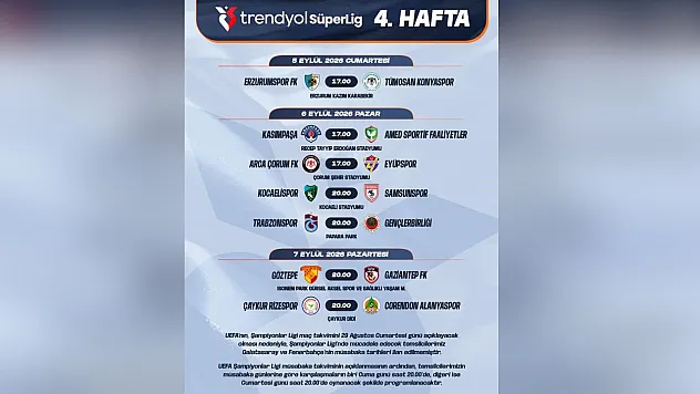 Süper Lig'de 4. hafta programı açıklandı