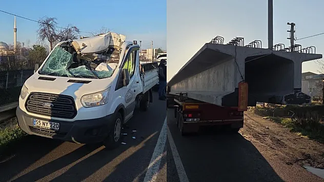 Terme'de beton blok yüklü tıra arkadan çarpan sürücü öldü!