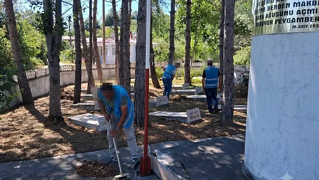 Vezirköprü'de 15 Temmuz kapsamında şehitlikte bakım çalışması