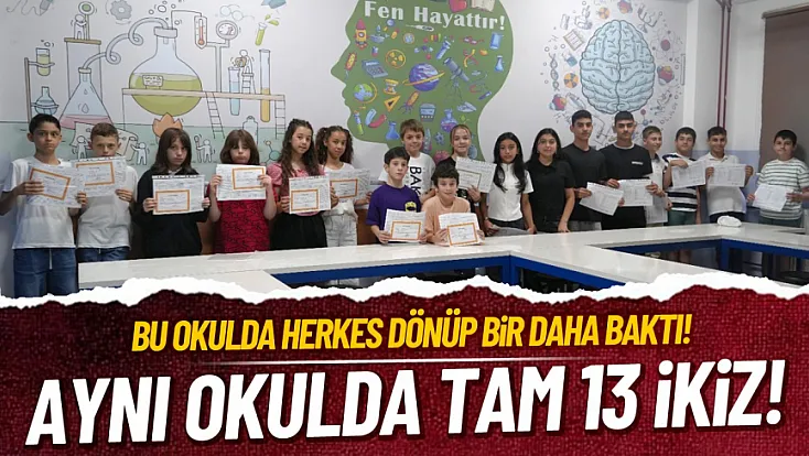 13 ikiz öğrenciden karne coşkusu