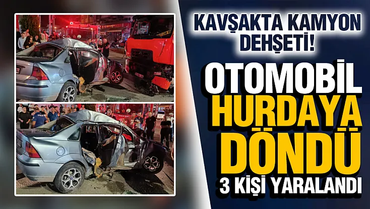 Çarşamba'da kamyonun çarptığı otomobildeki 3 kişi yaralandı