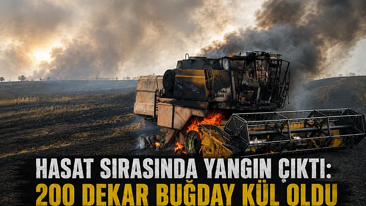 Hasat sırasında yangın çıktı: 200 dekar buğday kül oldu