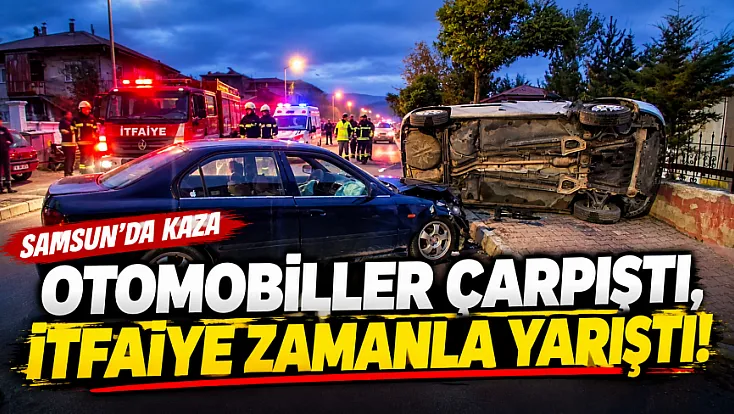 Havza’da İki otomobil kafa kafaya çarpıştı 4 Yaralı