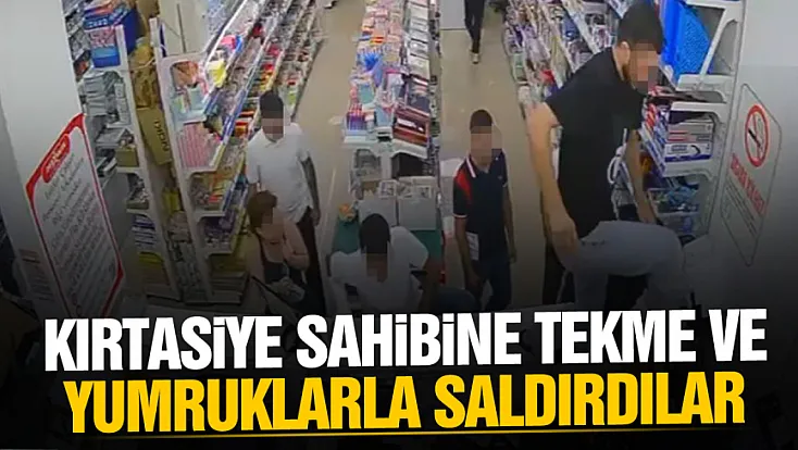 Kırtasiye sahibine tekme ve yumruklarla saldırdılar