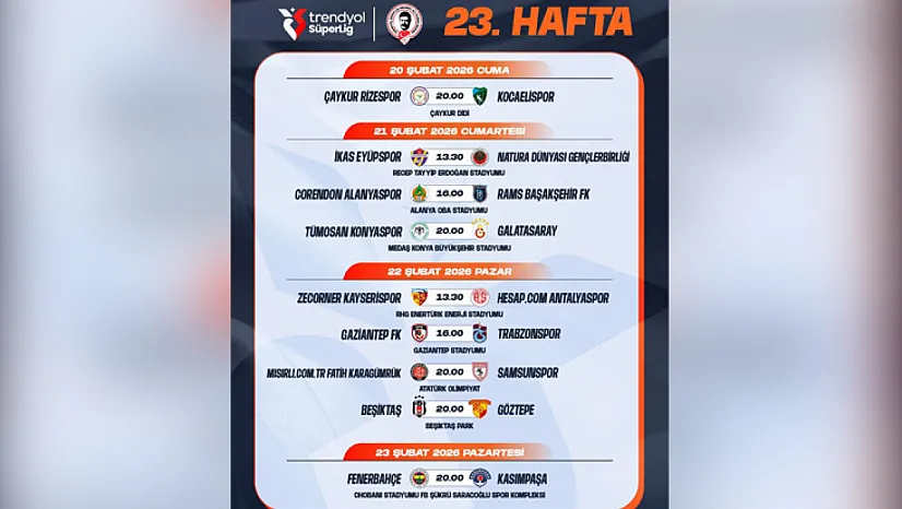 23. hafta maç programları açıklandı