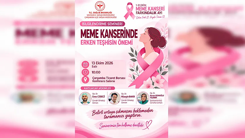 Çarşamba'da Meme Kanseri Farkındalığı için dikkat çeken çalışma