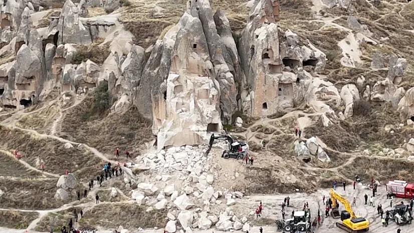 Kapadokya'da kaya düşmesinin ardından bölgedeki büyük değişim drone görüntülerine yansıdı