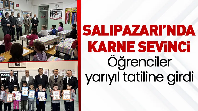 Salıpazarı'nda öğrenciler karne alarak tatile girdi