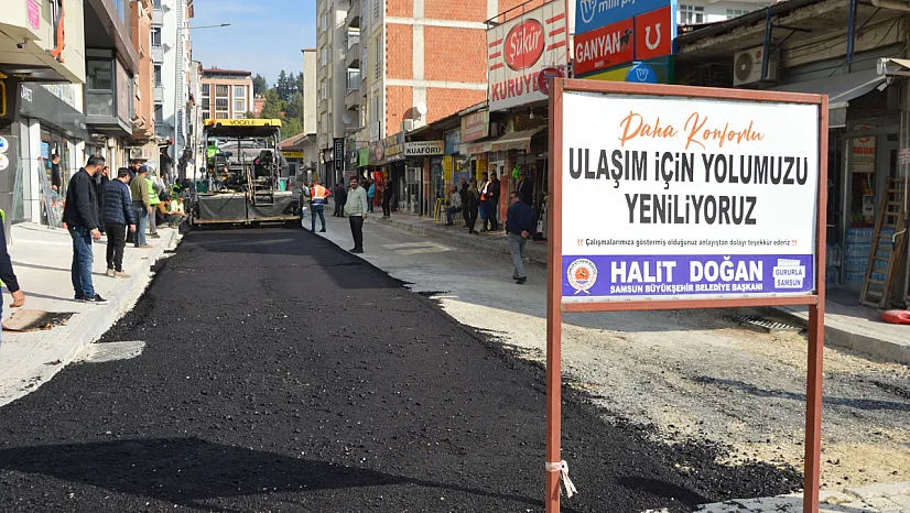 Samsun Büyükşehir'den Havza İlçe Merkezine 2 bin 200 metre sıcak asfalt