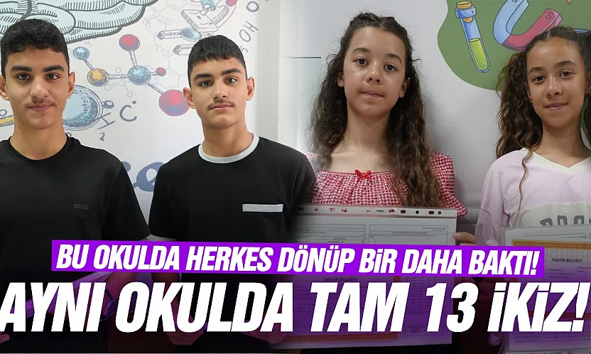 13 ikiz öğrenciden karne coşkusu
