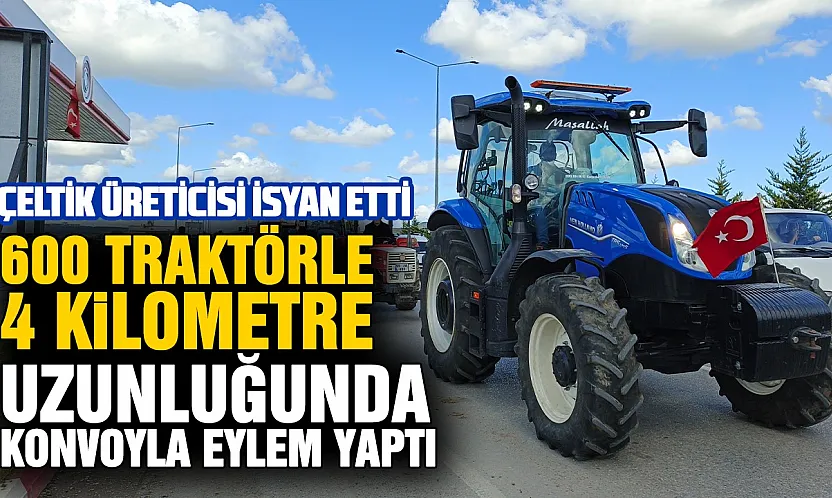 Bafra'da çeltik üreticilerinden 600 traktörlü konvoyla isyan