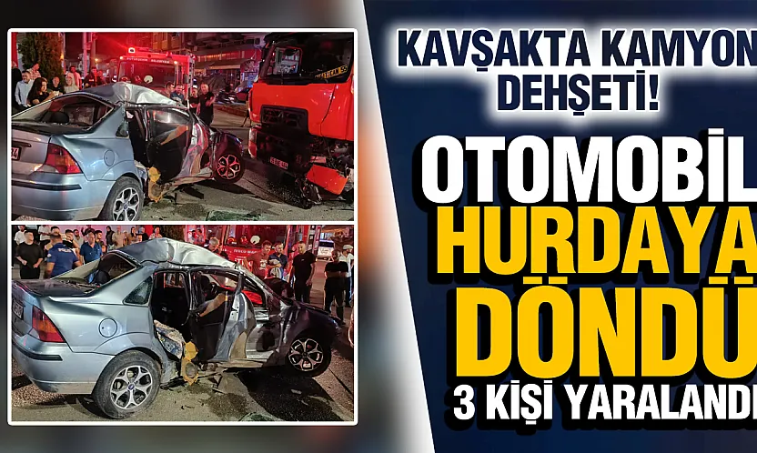 Çarşamba'da kamyonun çarptığı otomobildeki 3 kişi yaralandı