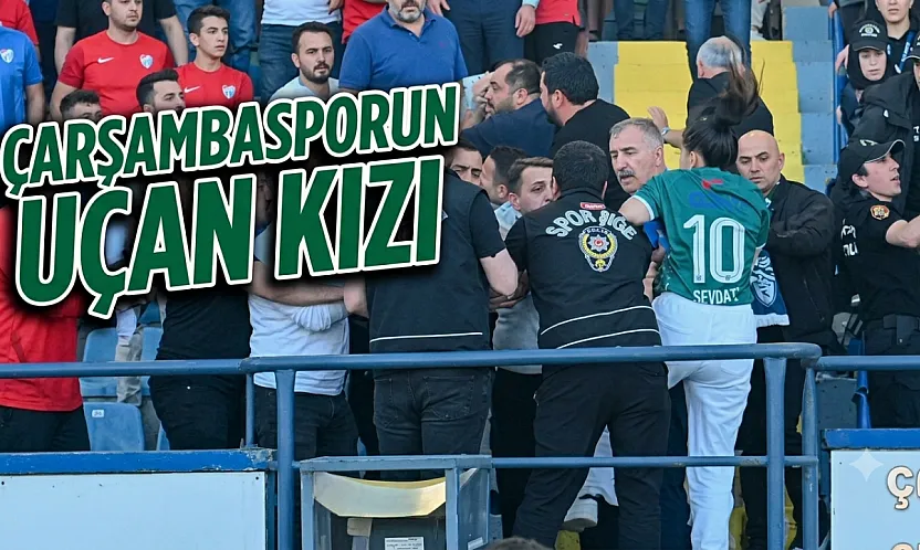 Çarşambasporlu taraftar kız kavga alanına uçarak daldı