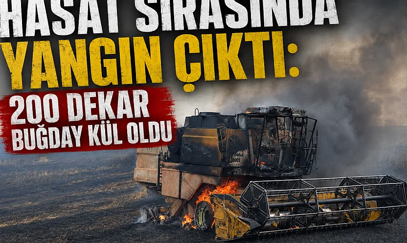 Hasat sırasında yangın çıktı: 200 dekar buğday kül oldu