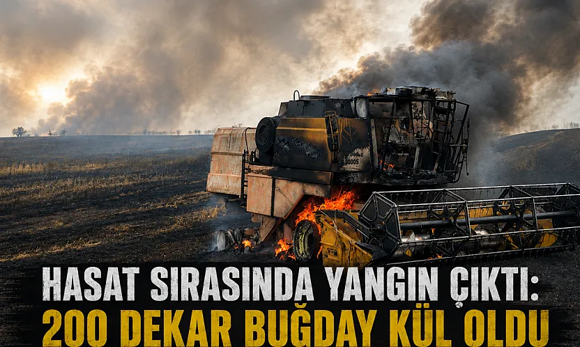 Hasat sırasında yangın çıktı: 200 dekar buğday kül oldu