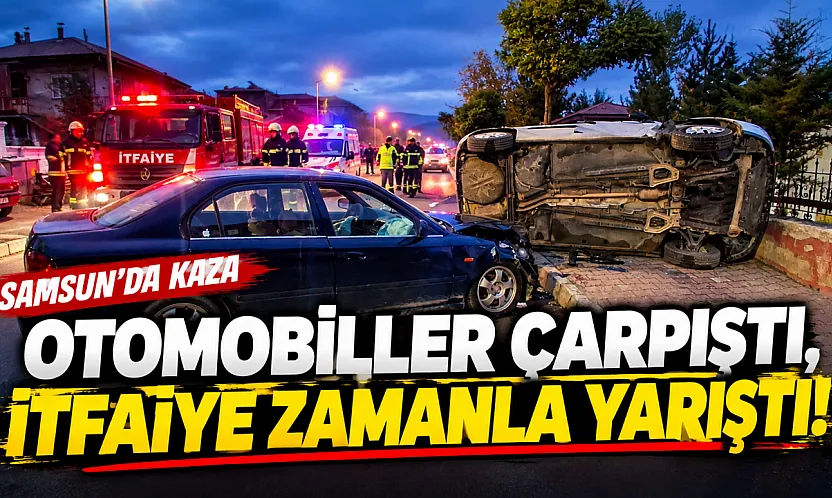 Havza'da İki otomobil kafa kafaya çarpıştı 4 Yaralı
