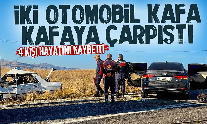 İki araç kafa kafaya çarpıştı