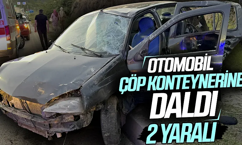 İlkadım'da kontrolden çıkan otomobil çöp konteynerine daldı: 2 yaralı