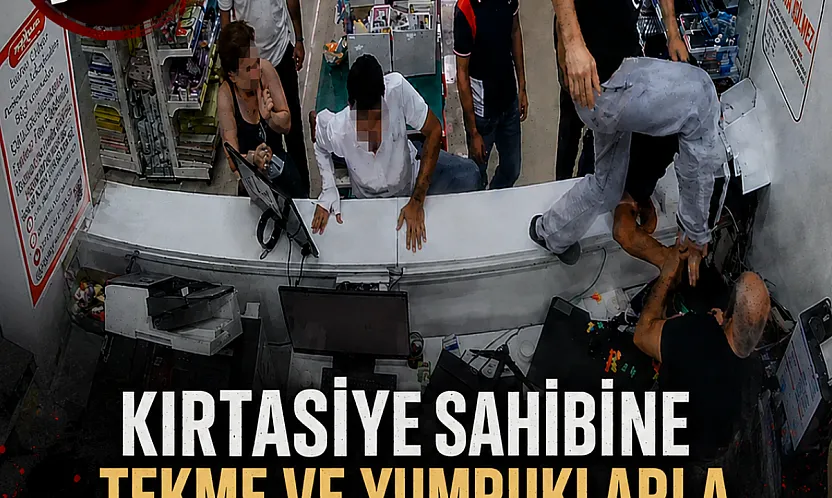 Kırtasiye sahibine tekme ve yumruklarla saldırdılar