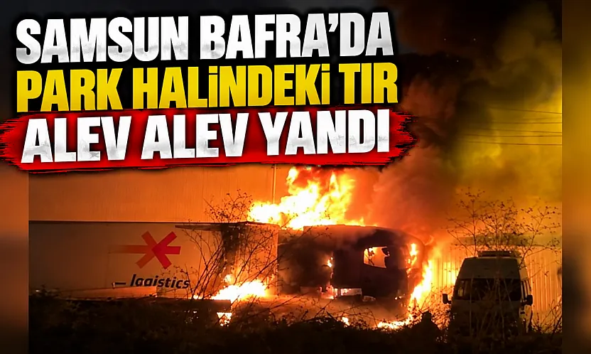 Samsun Bafra Sanayi Sitesi'nde park halindeki tır alev alev yandı