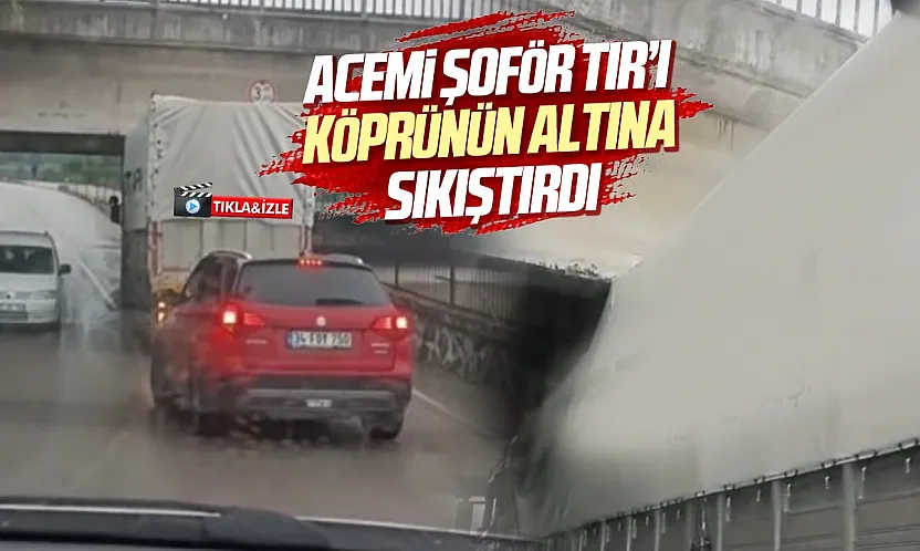 Samsun Çarşamba'da alt geçide takılan tır trafiği kitledi