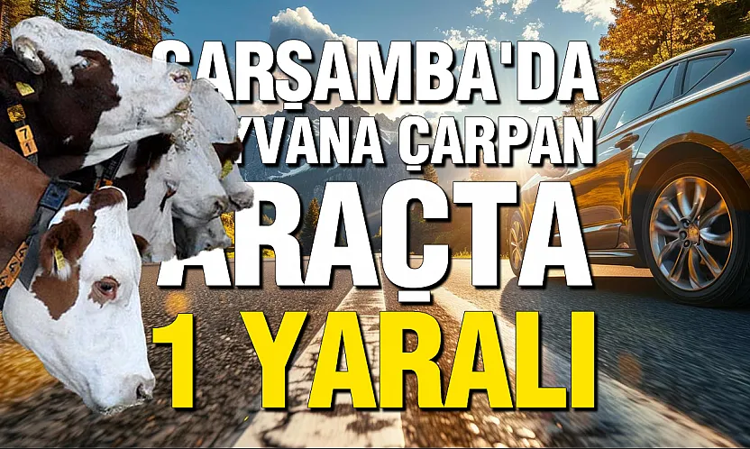 Samsun Çarşamba'da kaza: Büyükbaş hayvana çarpan araçtaki yolcu hastanelik oldu