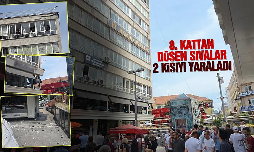 Samsun'da 8. kattan düşen sıvalar 2 kişiyi yaraladı