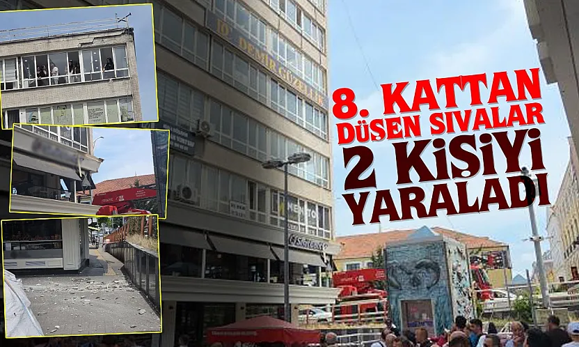 Samsun'da 8. kattan düşen sıvalar 2 kişiyi yaraladı