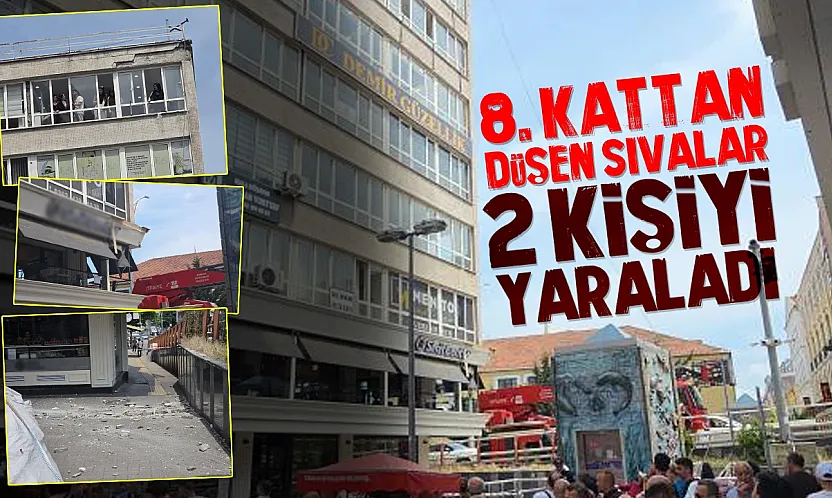 Samsun'da 8. kattan düşen sıvalar 2 kişiyi yaraladı