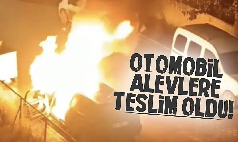 Samsun'da alevlere teslim olan otomobil söndürüldü