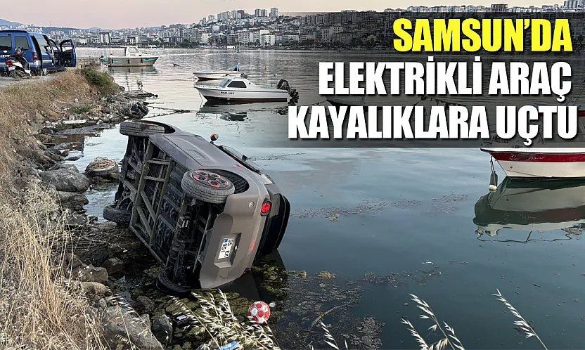 Samsun'da korkutan kaza: Elektrikli araç kayalıklara uçtu