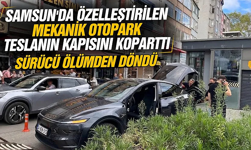 Samsun'da otoparkta otomobil platformdan düştü, sürücü ölümden döndü