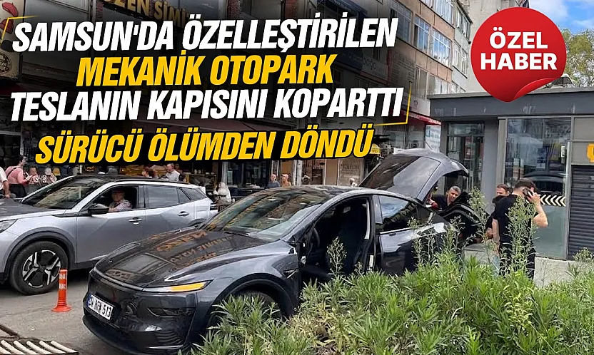 Samsun'da otoparkta otomobil platformdan düştü sürücü ölümden döndü
