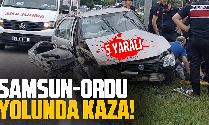 Terme'de iki otomobil çarpıştı 5 yaralı