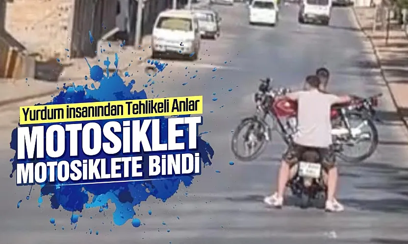 Trafikte tehlikeli ve ilginç anlar: Motosiklet üzerinde motosiklet taşıdılar!